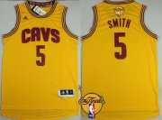 Wholesale Cheap Men's Cleveland Cavaliers #5 J.R. Smith 2017 The NBA Finals Patch Yellow Jersey