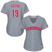 Wholesale Cheap Reds #19 Joey Votto Grey Road Women's Stitched MLB Jersey