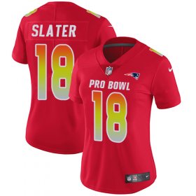 Wholesale Cheap Nike Patriots #18 Matt Slater Red Women\'s Stitched NFL Limited AFC 2018 Pro Bowl Jersey