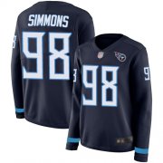 Wholesale Cheap Nike Titans #98 Jeffery Simmons Navy Blue Team Color Women's Stitched NFL Limited Therma Long Sleeve Jersey