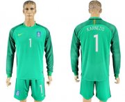 Wholesale Cheap Greece #1 Karnezis Green Goalkeeper Long Sleeves Soccer Country Jersey
