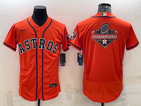 Wholesale Cheap Men\'s Houston Astros Orange Champions Big Logo Stitched MLB Flex Base Nike Jersey