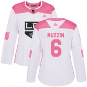 Wholesale Cheap Adidas Kings #6 Jake Muzzin White/Pink Authentic Fashion Women's Stitched NHL Jersey
