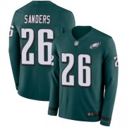 Wholesale Cheap Nike Eagles #26 Miles Sanders Midnight Green Team Color Men's Stitched NFL Limited Therma Long Sleeve Jersey