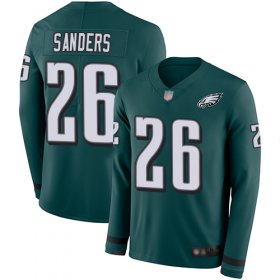 Wholesale Cheap Nike Eagles #26 Miles Sanders Midnight Green Team Color Men\'s Stitched NFL Limited Therma Long Sleeve Jersey