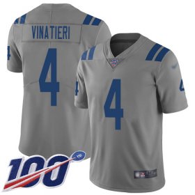 Wholesale Cheap Nike Colts #4 Adam Vinatieri Gray Men\'s Stitched NFL Limited Inverted Legend 100th Season Jersey