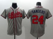 Wholesale Cheap Braves #24 Deion Sanders Grey Flexbase Authentic Collection Stitched MLB Jersey