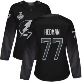 Cheap Adidas Lightning #77 Victor Hedman Black Alternate Authentic Women\'s 2020 Stanley Cup Champions Stitched NHL Jersey