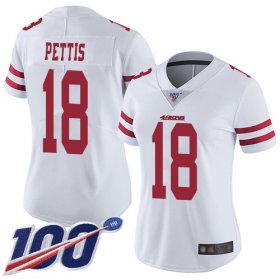 Wholesale Cheap Nike 49ers #18 Dante Pettis White Women\'s Stitched NFL 100th Season Vapor Limited Jersey