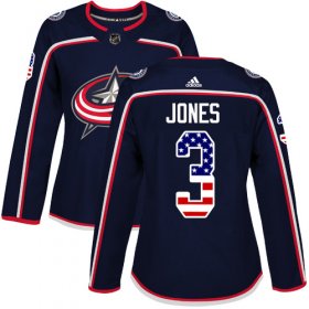 Wholesale Cheap Adidas Blue Jackets #3 Seth Jones Navy Blue Home Authentic USA Flag Women\'s Stitched NHL Jersey