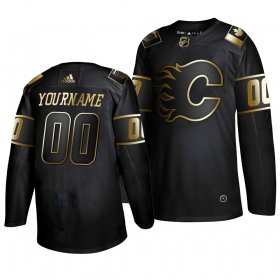 Wholesale Cheap Adidas Flames Custom Men\'s 2019 Black Golden Edition Authentic Stitched NHL Jersey