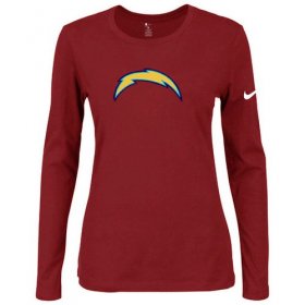 Wholesale Cheap Women\'s Nike Los Angeles Chargers Of The City Long Sleeve Tri-Blend NFL T-Shirt Red