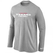 Wholesale Cheap Nike Houston Texans Authentic Font Long Sleeve T-Shirt Grey
