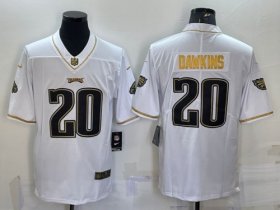 Wholesale Cheap Men\'s Philadelphia Eagles #20 Brian Dawkins White Gold Limited Stitched Jersey