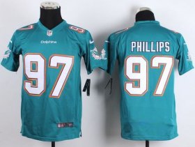 Wholesale Cheap Nike Dolphins #97 Jordan Phillips Aqua Green Team Color Youth Stitched NFL New Elite Jersey
