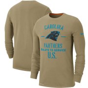 Wholesale Cheap Men's Carolina Panthers Nike Tan 2019 Salute to Service Sideline Performance Long Sleeve Shirt