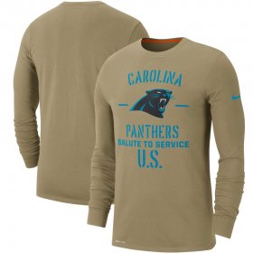 Wholesale Cheap Men\'s Carolina Panthers Nike Tan 2019 Salute to Service Sideline Performance Long Sleeve Shirt