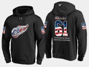 Wholesale Cheap Red Wings #61 Xavier Ouellet NHL Banner Wave Usa Flag Black Hoodie