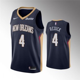 Wholesale Cheap Men\'s New Orleans Pelicans #4 J.J. Redick Navy Icon Edition Stitched Jersey