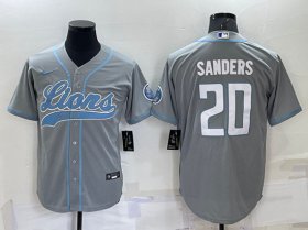 Wholesale Cheap Men\'s Detroit Lions #20 Barry Sanders Gray Cool Base Stitched Baseball Jersey