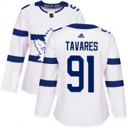 Wholesale Cheap Adidas Maple Leafs #91 John Tavares White Authentic 2018 Stadium Series Women's Stitched NHL Jersey