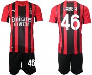 Wholesale Cheap Men 2021-2022 Club AC Milan home red 46 Soccer Jersey