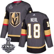 Wholesale Cheap Adidas Golden Knights #18 James Neal Grey Home Authentic 2018 Stanley Cup Final Stitched NHL Jersey