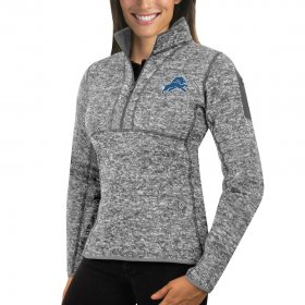 Wholesale Cheap Detroit Lions Antigua Women\'s Fortune Half-Zip Sweater Heather Gray