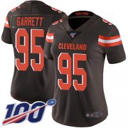 Wholesale Cheap Nike Browns #95 Myles Garrett Brown Team Color Women's Stitched NFL 100th Season Vapor Limited Jersey