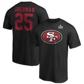Wholesale Cheap Men\'s San Francisco 49ers #25 Richard Sherman NFL Black Super Bowl LIV Bound Halfback Player Name & Number T-Shirt