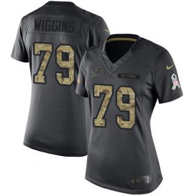 Wholesale Cheap Nike Lions #79 Kenny Wiggins Black Women\'s Stitched NFL Limited 2016 Salute to Service Jersey