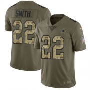 Wholesale Cheap Nike Cowboys #22 Emmitt Smith Olive/Camo Youth Stitched NFL Limited 2017 Salute to Service Jersey