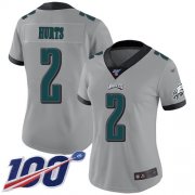 Wholesale Cheap Nike Eagles #2 Jalen Hurts Silver Women's Stitched NFL Limited Inverted Legend 100th Season Jersey