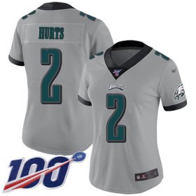 Wholesale Cheap Nike Eagles #2 Jalen Hurts Silver Women\'s Stitched NFL Limited Inverted Legend 100th Season Jersey
