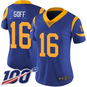Wholesale Cheap Nike Rams #16 Jared Goff Royal Blue Alternate Women\'s Stitched NFL 100th Season Vapor Limited Jersey