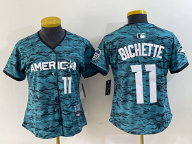 Wholesale Cheap Women\'s Toronto Blue Jays #11 Bo Bichette Number Teal 2023 All Star Cool Base Stitched Jersey