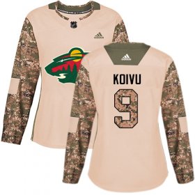 Wholesale Cheap Adidas Wild #9 Mikko Koivu Camo Authentic 2017 Veterans Day Women\'s Stitched NHL Jersey