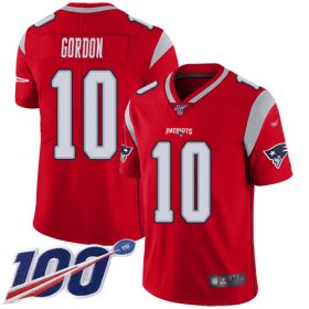 Wholesale Cheap Nike Patriots #10 Josh Gordon Red Men\'s Stitched NFL Limited Inverted Legend 100th Season Jersey