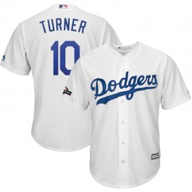 Wholesale Cheap Los Angeles Dodgers #10 Justin Turner Majestic 2019 Postseason Home Official Cool Base Player Jersey White