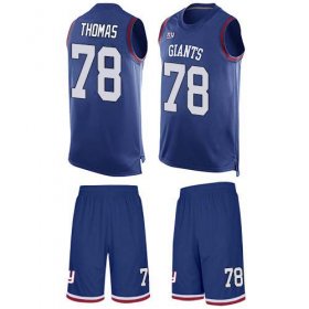Wholesale Cheap Nike Giants #78 Andrew Thomas Royal Blue Team Color Men\'s Stitched NFL Limited Tank Top Suit Jersey