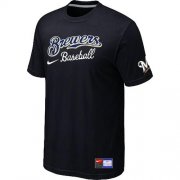 Wholesale Cheap Milwaukee Brewers Nike Short Sleeve Practice MLB T-Shirt Black