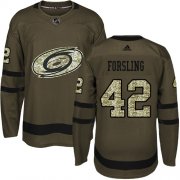 Wholesale Cheap Adidas Hurricanes #42 Gustav Forsling Green Salute to Service Stitched NHL Jersey