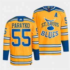 Wholesale Cheap Men\'s St. Louis Blues #55 Colton Parayko Yellow 2022-23 Reverse Retro Stitched Jersey