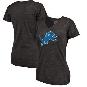 Wholesale Cheap Women\'s Detroit Lions NFL Pro Line by Fanatics Branded Black Distressed Team Logo Tri-Blend T-Shirt