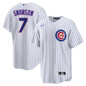 Wholesale Cheap Men\'s Chicago Cubs #7 Dansby Swanson White Cool Base Stitched Baseball Nike Jersey