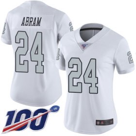 Wholesale Cheap Nike Raiders #24 Johnathan Abram White Women\'s Stitched NFL Limited Rush 100th Season Jersey