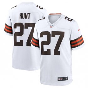 Men\'s Cleveland Browns #27 Kareem Hunt White Stitched Game Jersey