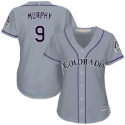 Wholesale Cheap Rockies #9 Daniel Murphy Grey Road Women's Stitched MLB Jersey