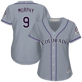Wholesale Cheap Rockies #9 Daniel Murphy Grey Road Women\'s Stitched MLB Jersey