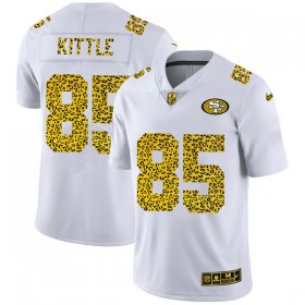 Cheap Men\'s San Francisco 49ers #85 George Kittle 2020 White Leopard Print Fashion Limited Stitched Jersey